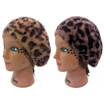 Slouchy Fashion   Leopard Angola Fur Winter Baggy Beanie Beret Hat Cap  eb-68118698